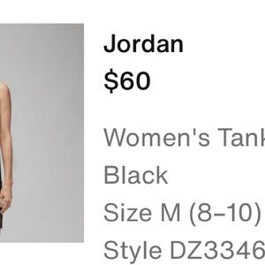 Jordan Women's Sleek Black Tank Top